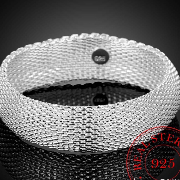 🌺 NEW Elegant 925 Silver Stamped Mesh Bracelet - Picture 1 of 6